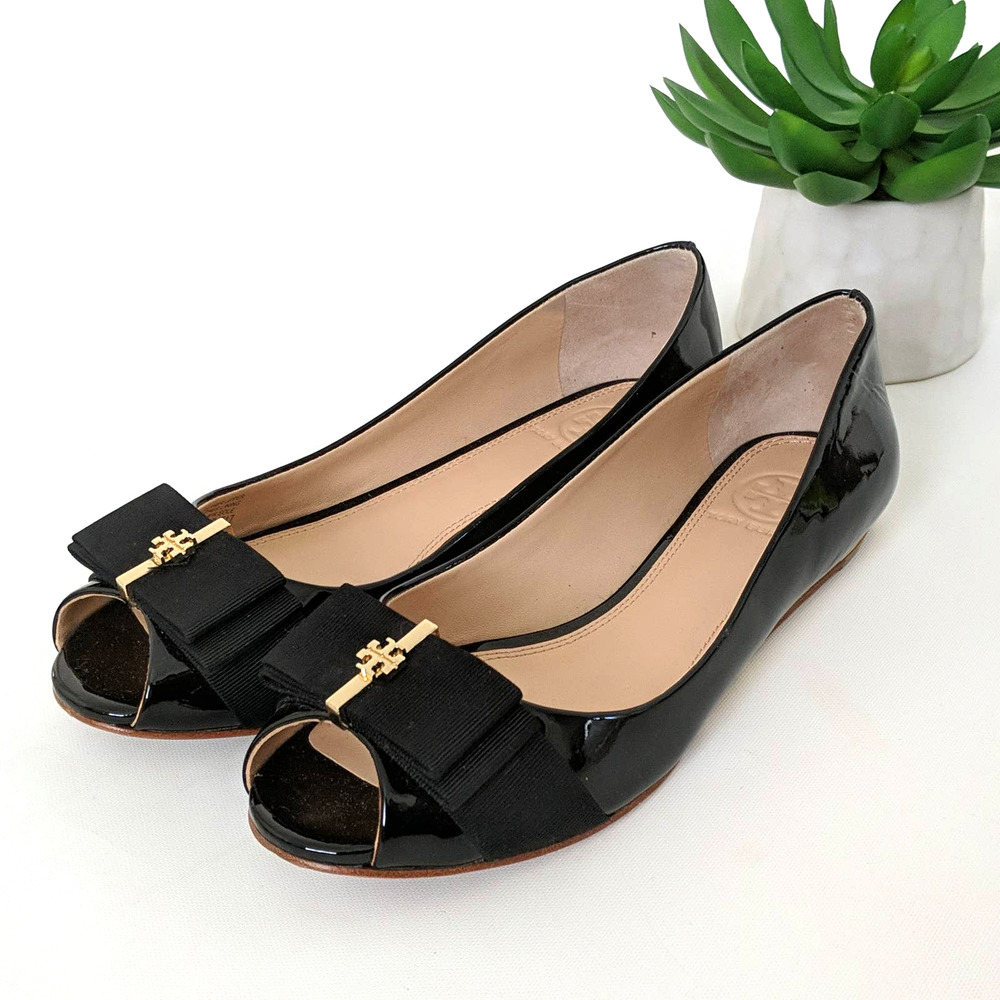 Tory Burch Trudy Open Toe Shoes Black Leather 5